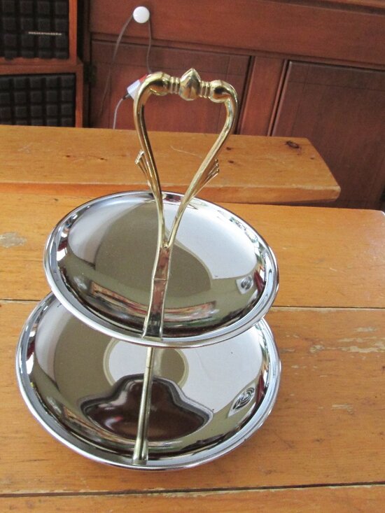 Kromex Other - vTG VOGUE Kromex tidbit tiered server dish chrome brass in box